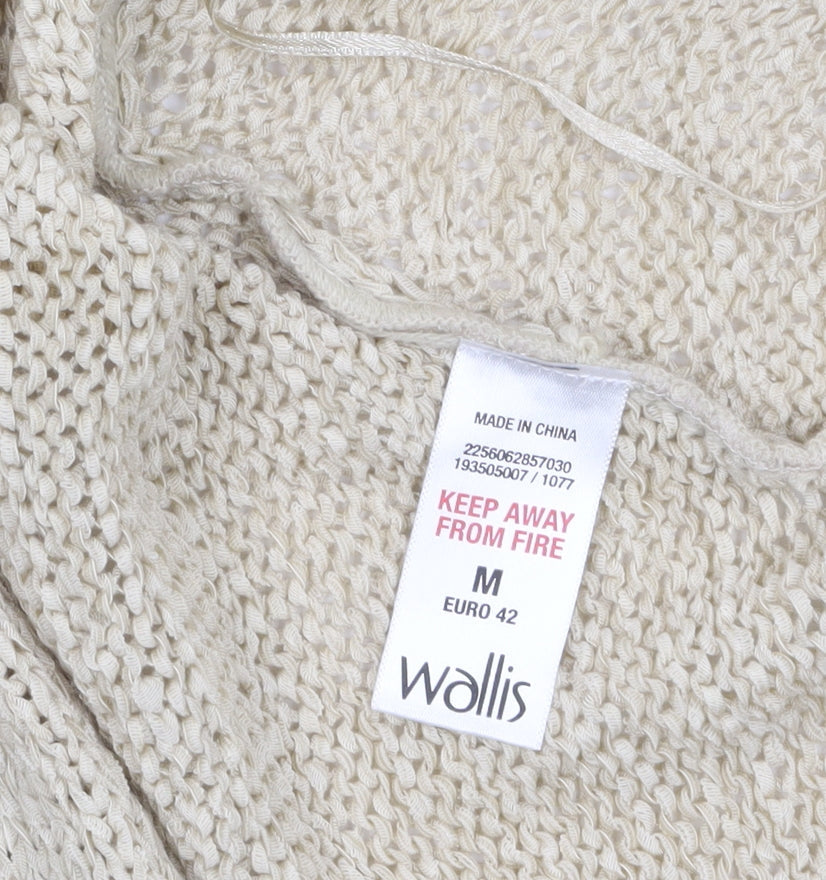 Wallis Women Beige Knit Open Cardigan Size 14 Relaxed Fit