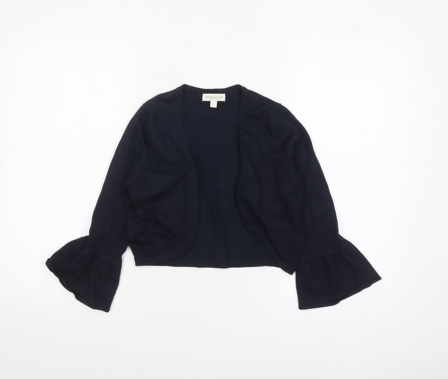 Monsoon Women Blue Small Bell Sleeve Knit Cardigan