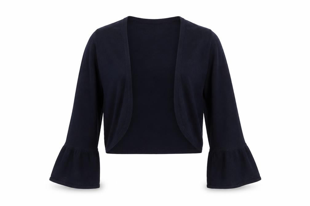 Monsoon Women Blue Small Bell Sleeve Knit Cardigan