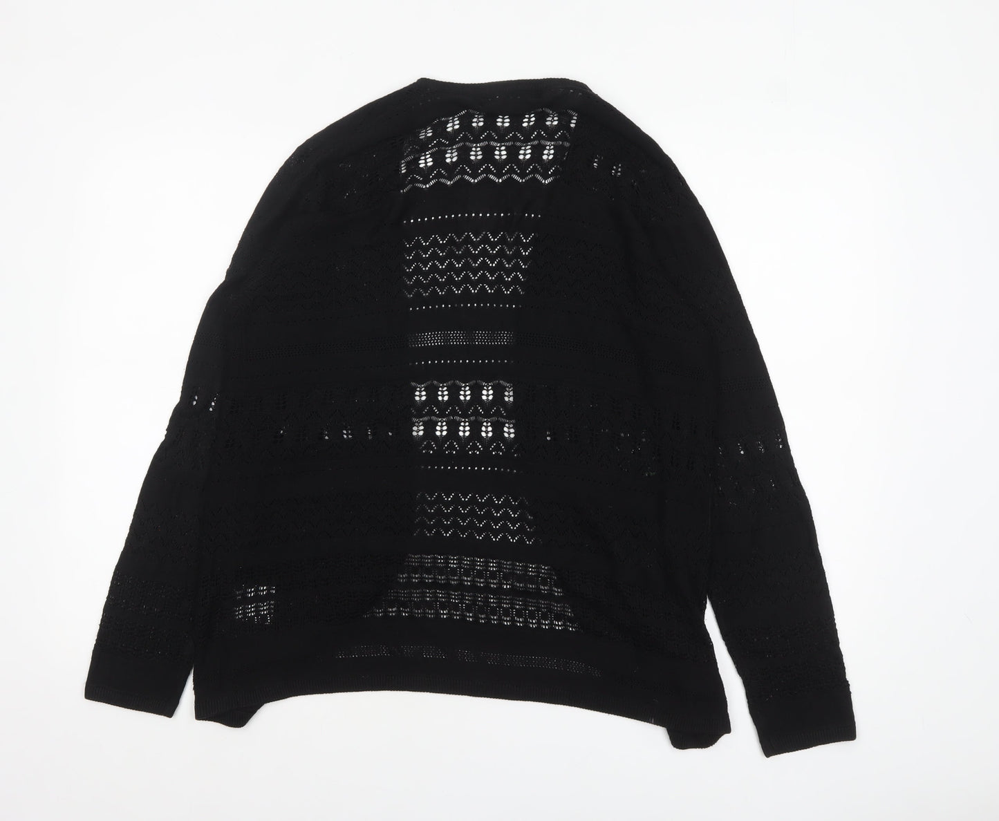 Isle Essentials Women's Black Open-Knit Cardigan Size S 10-12