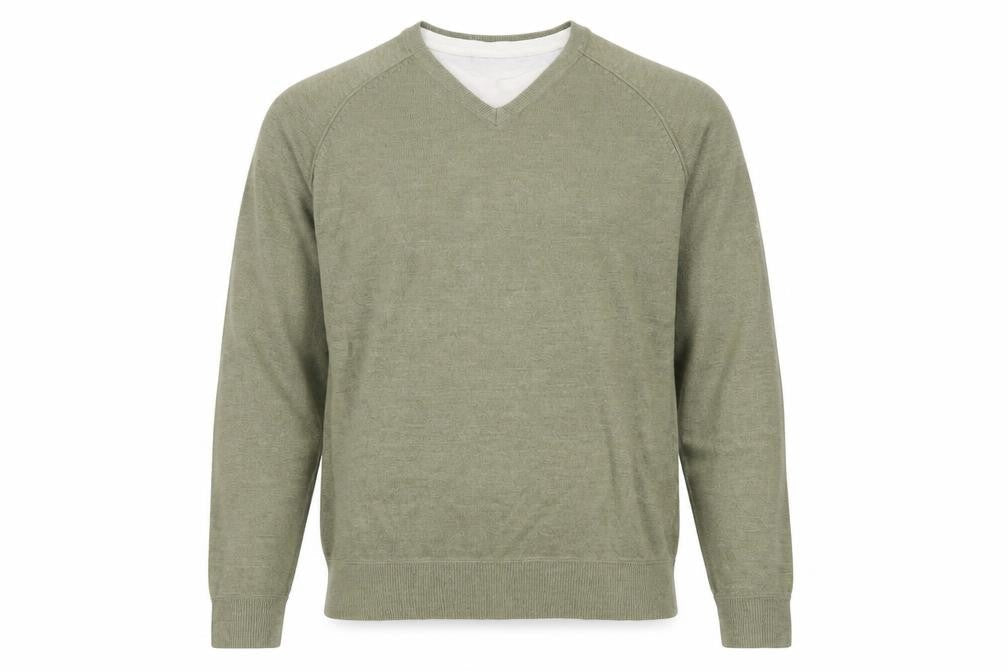 Burton Men’s Green V-Neck Acrylic Pullover Jumper Size L