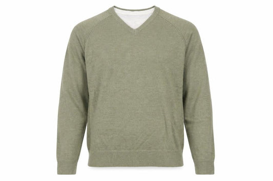 Burton Men’s Green V-Neck Acrylic Pullover Jumper Size L