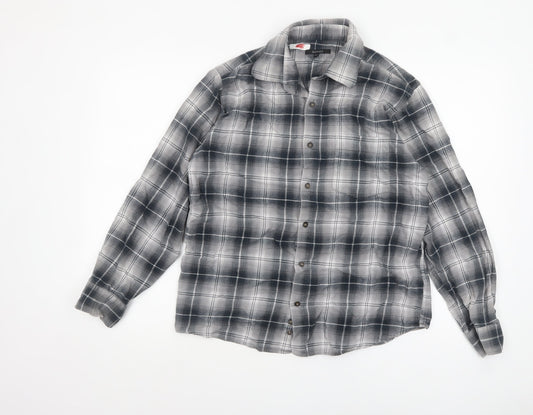 Dunnes Men's Grey Plaid Flannel Button-Up Shirt Medium