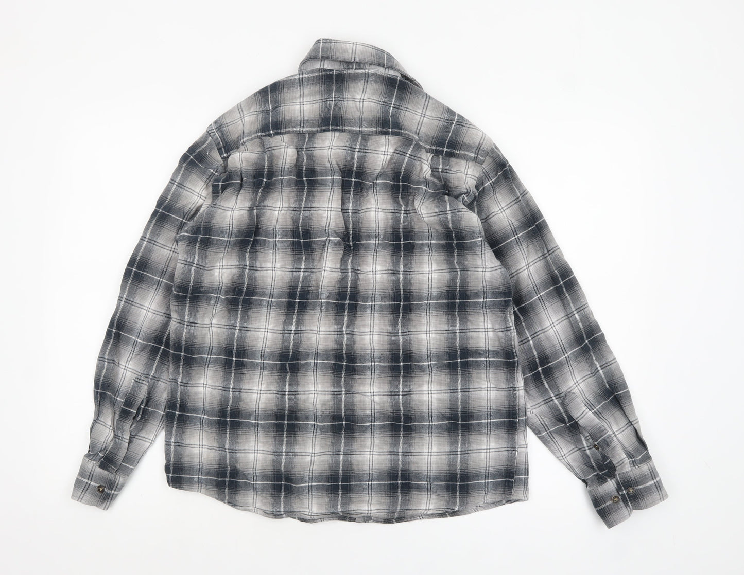 Dunnes Men's Grey Plaid Flannel Button-Up Shirt Medium
