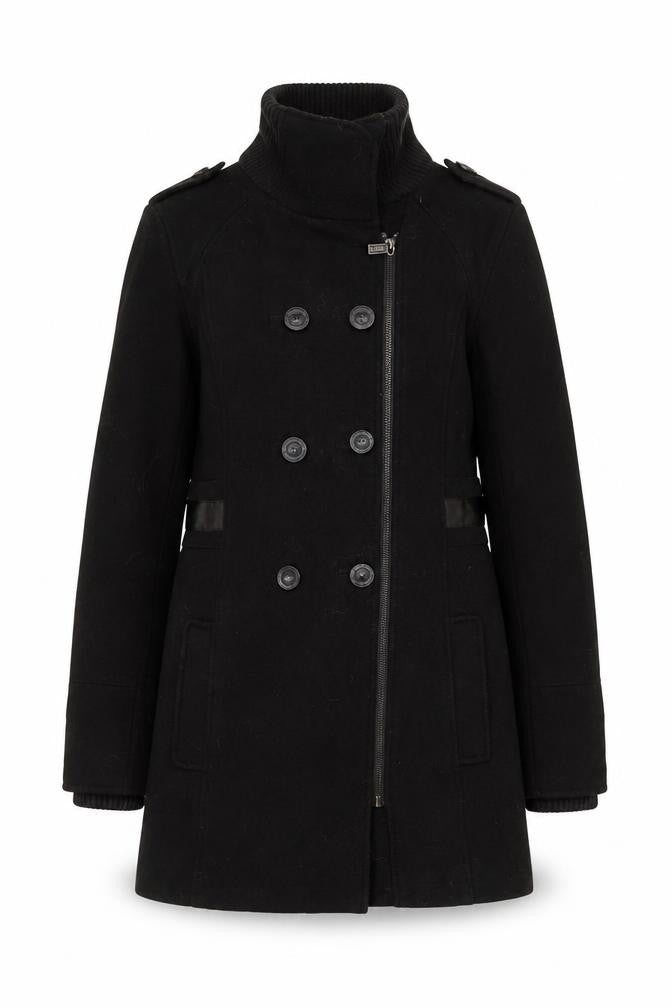Baker by Ted Baker Girls Black Wool Blend Double-Breasted Mid-Length Coat Age 14