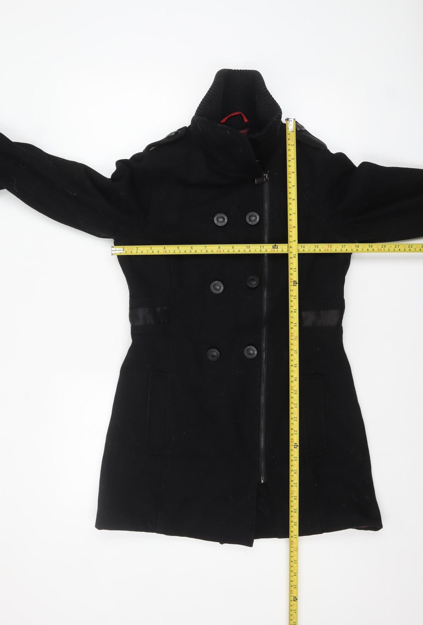 Baker by Ted Baker Girls Black Wool Blend Double-Breasted Mid-Length Coat Age 14