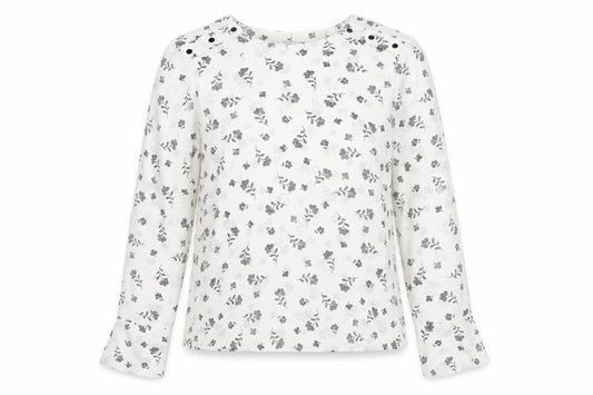 Warehouse Women’s White Floral Long Sleeve Polyester Blouse Size 8