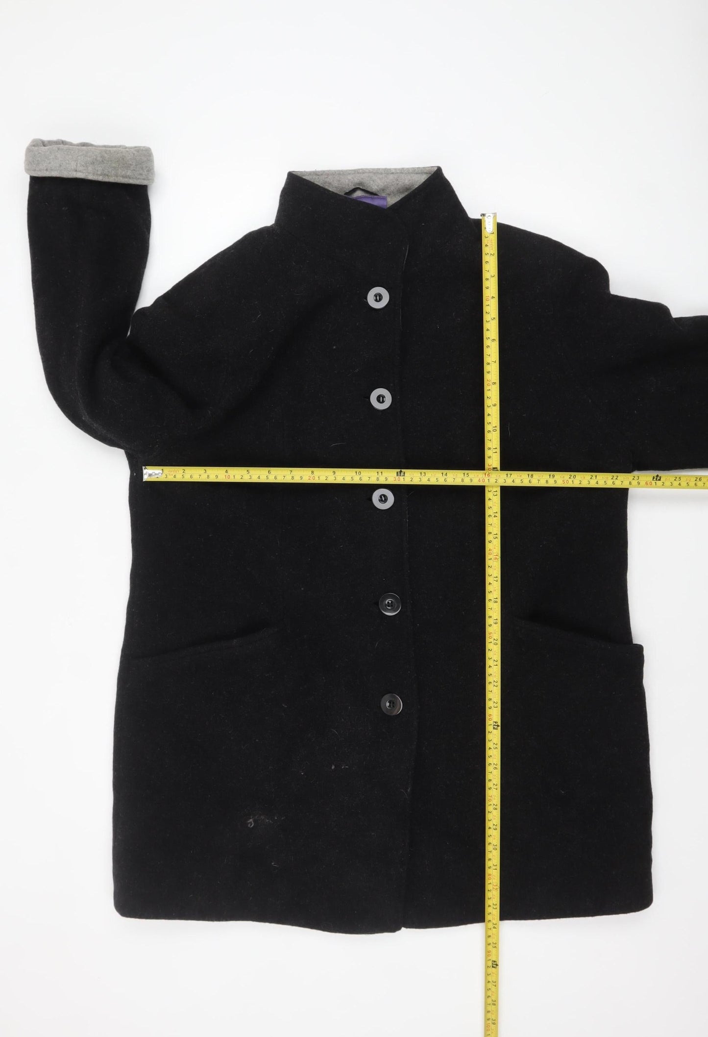Autonomy Women's Black Wool Blend Overcoat Size 18 Lined Button Front