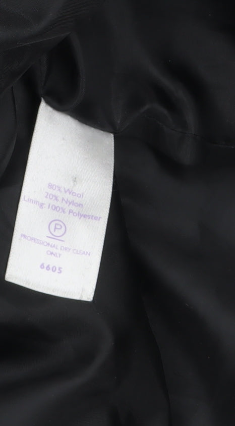 Autonomy Women's Black Wool Blend Overcoat Size 18 Lined Button Front