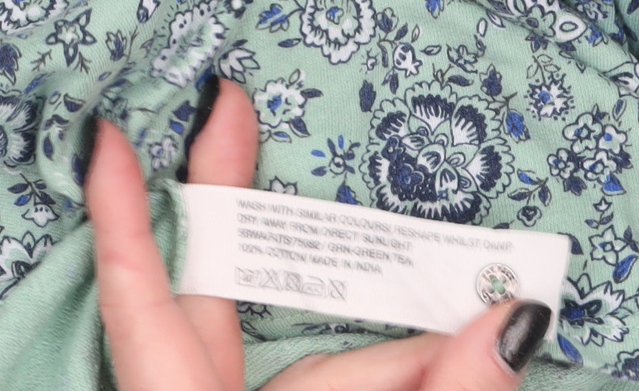 FatFace Women's Green Floral Cotton Tunic Blouse Size 10