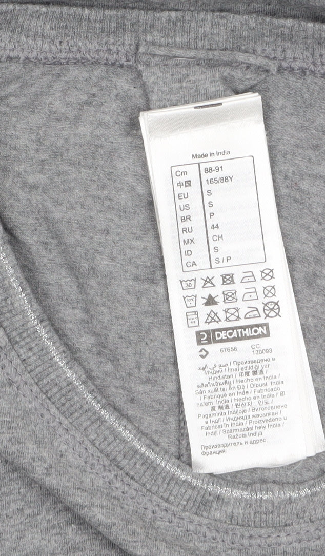 Decathlon Women Grey Long Sleeve Basic T-Shirt Size S