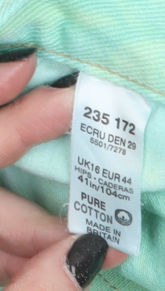 Universal Womens Green Mom Jeans Size 16 High Rise Cotton Denim