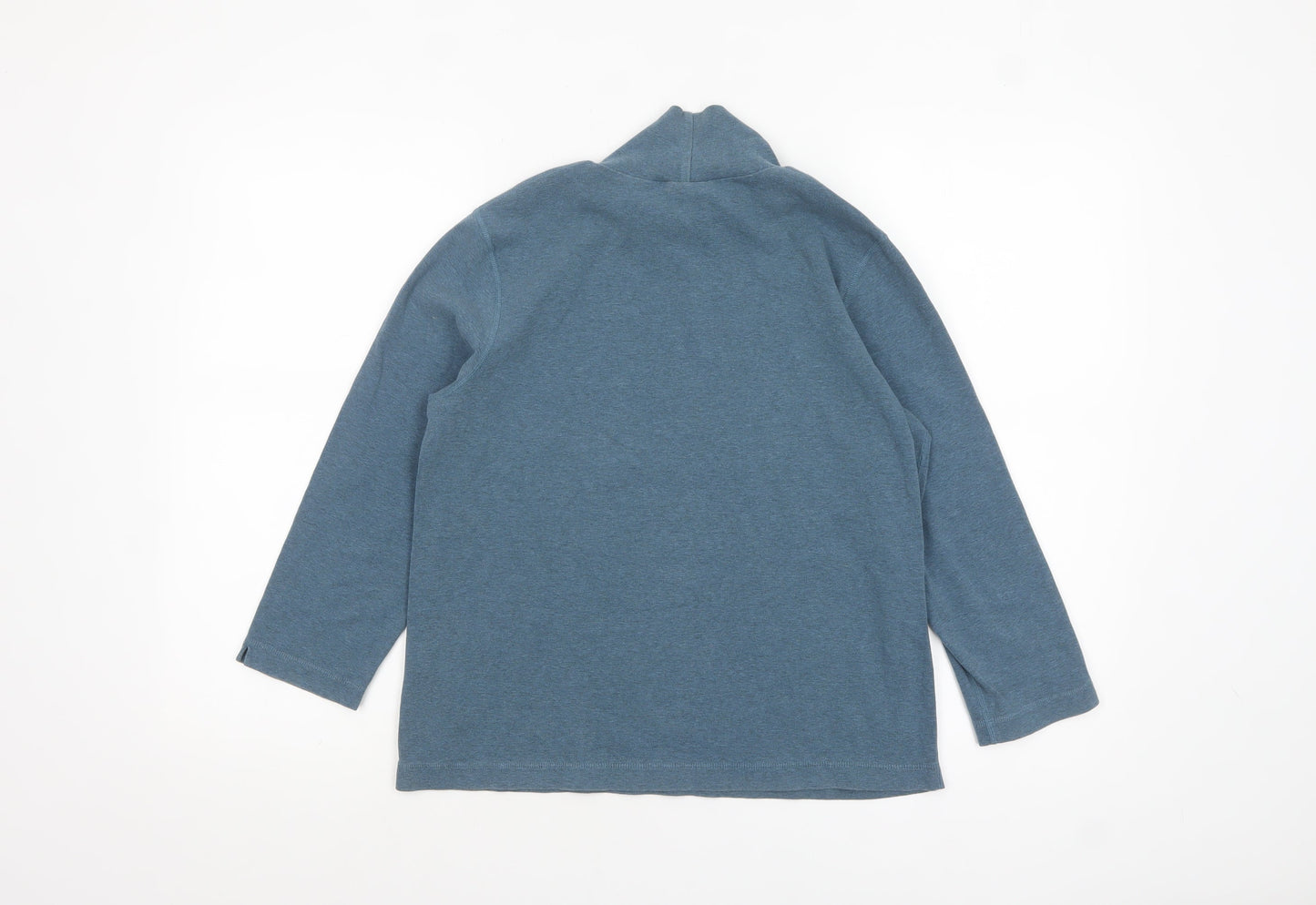 Lands' End Women's Blue Long Sleeve Roll Neck Cotton Top Size S