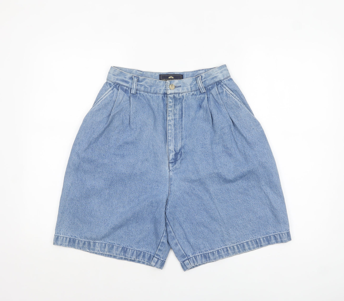 British Khaki Women's Blue Size 8 High Rise Denim Chino Shorts