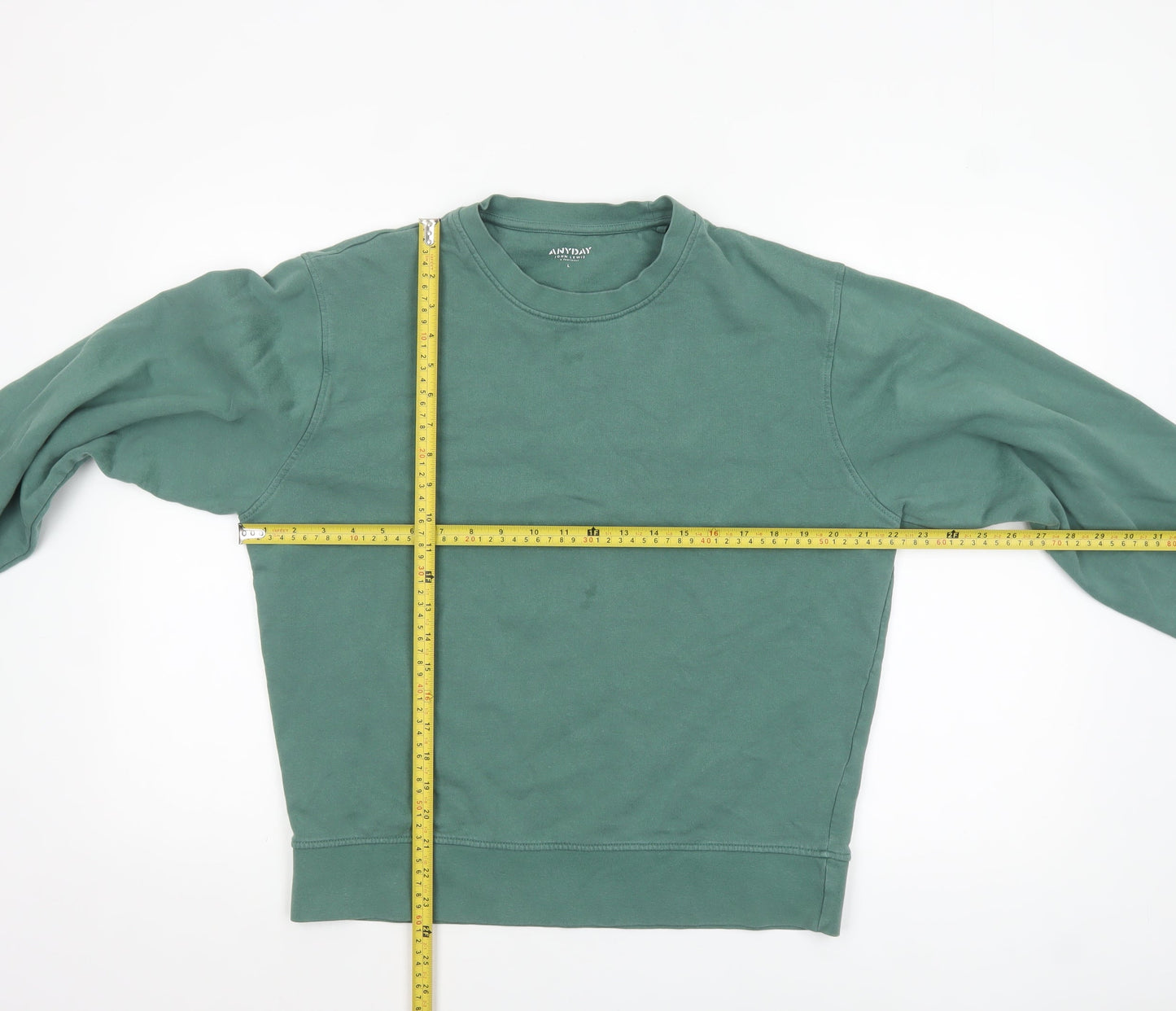John Lewis Anyday Men’s Green Cotton Crew Neck Sweatshirt Size L