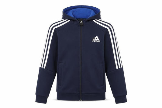 Adidas Boys Navy Blue Full Zip Hoodie 11-12 Years Cotton Blend