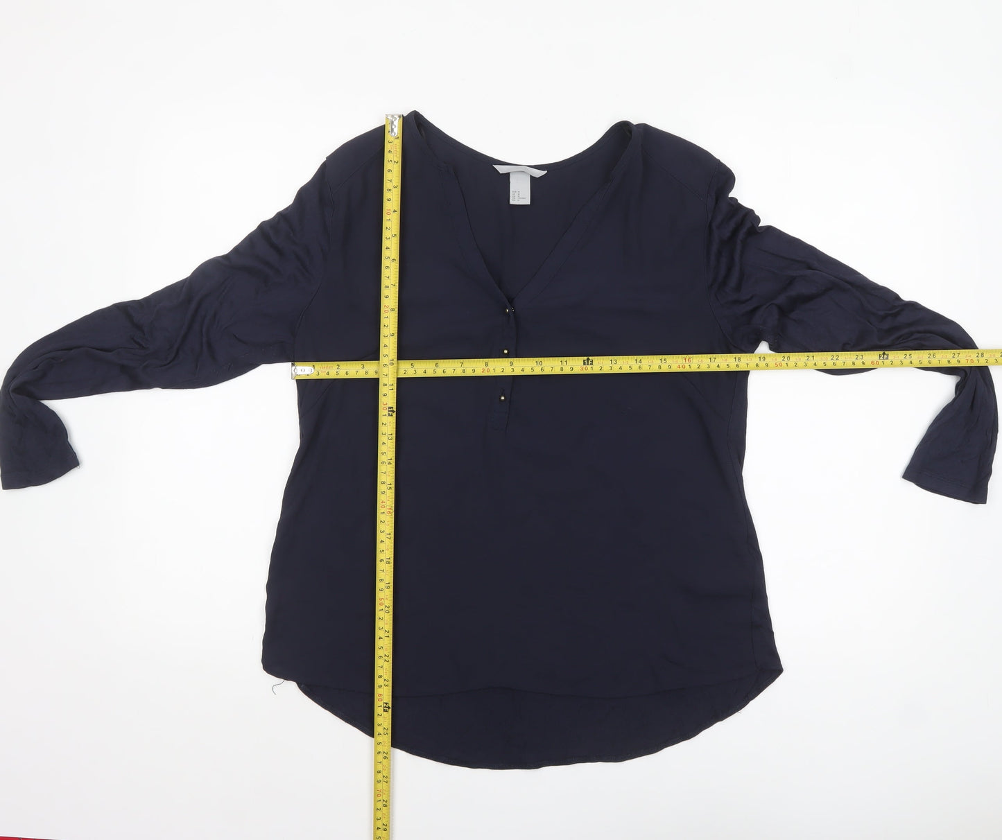H&M Women's Blue V-Neck Long Sleeve Blouse Size 12