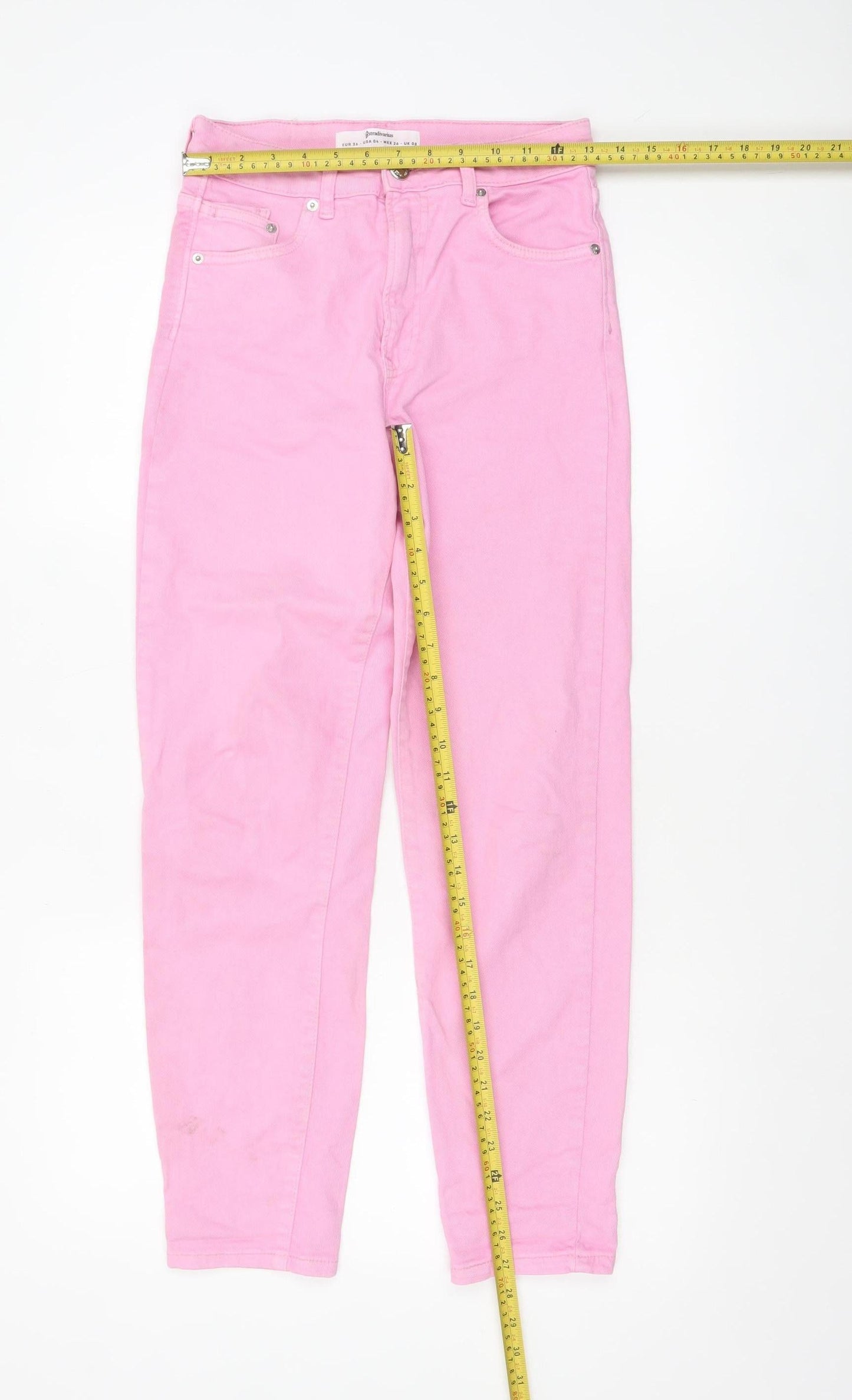 Stradivarius Women Pink Size 8 Regular Fit Straight Denim Jeans