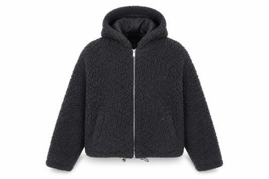 New Look Women Black Short Hooded Fleece Puffer Jacket Size S