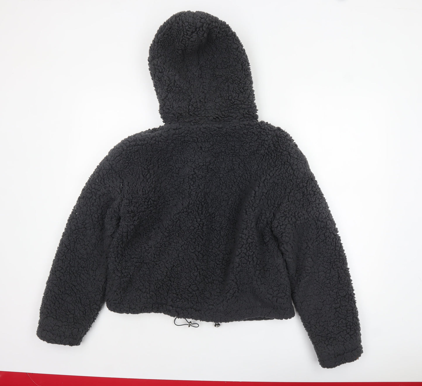 New Look Women Black Short Hooded Fleece Puffer Jacket Size S