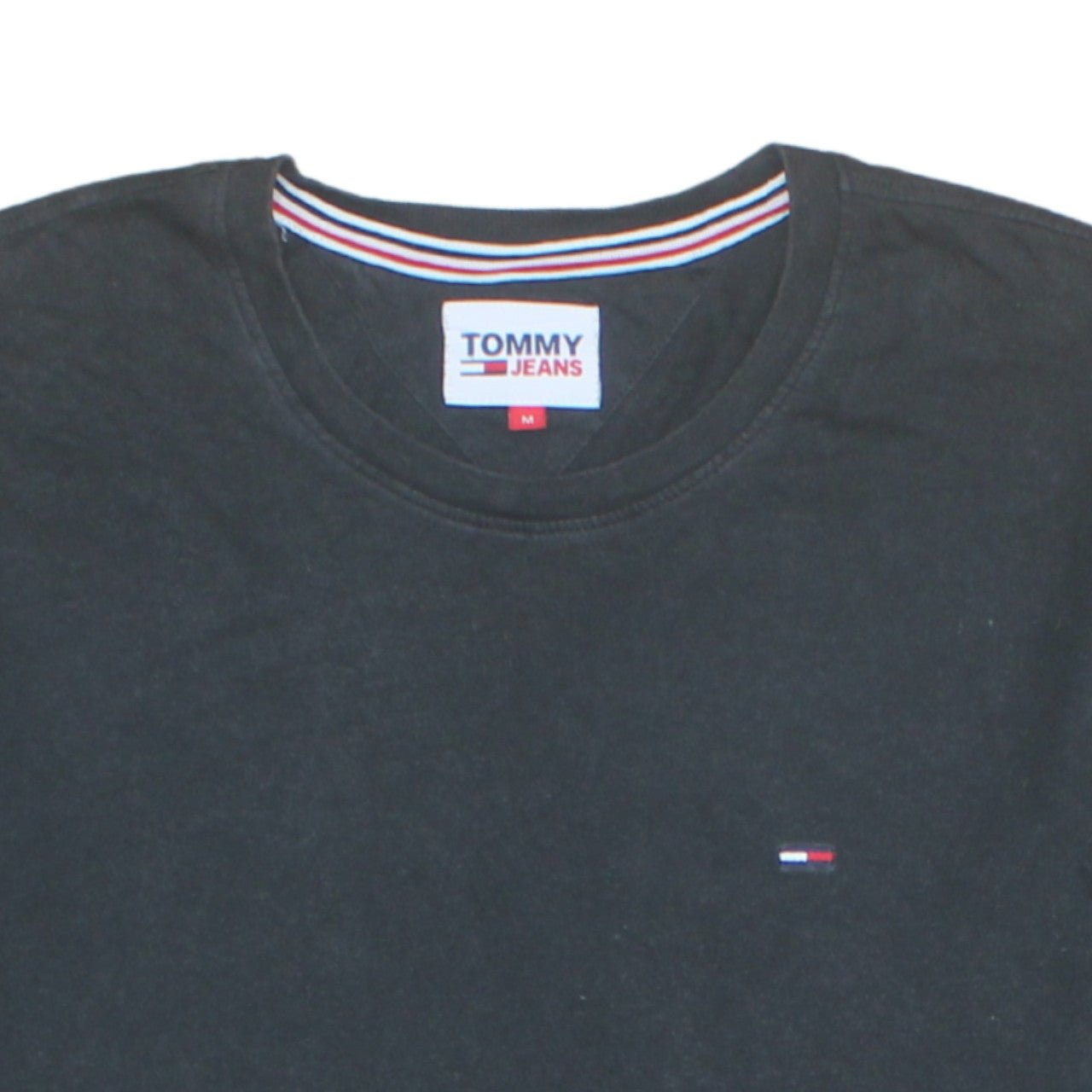 Tommy Jeans Men's Black Cotton Crew Neck T-Shirt M Regular Fit