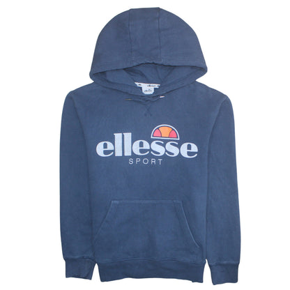 Additional front view of Ellesse Men's Blue Pullover Hoodie Small Logo Fleece Sweatshirt