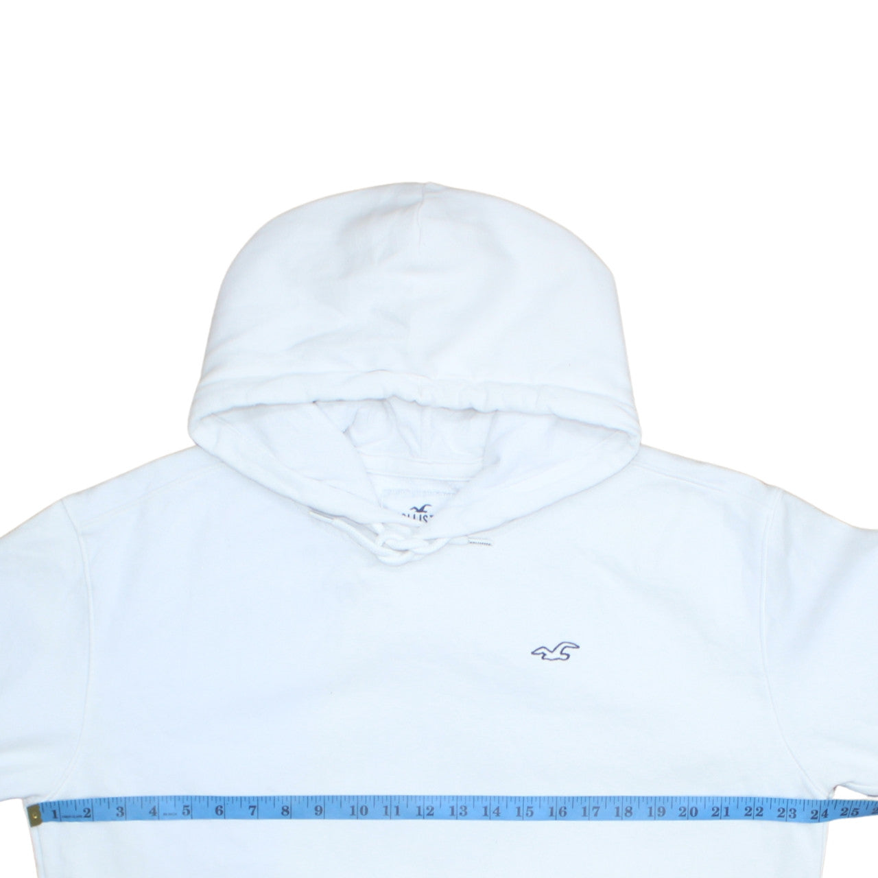 Hollister Men’s White Pullover Hoodie L Logo Fleece Sweatshirt