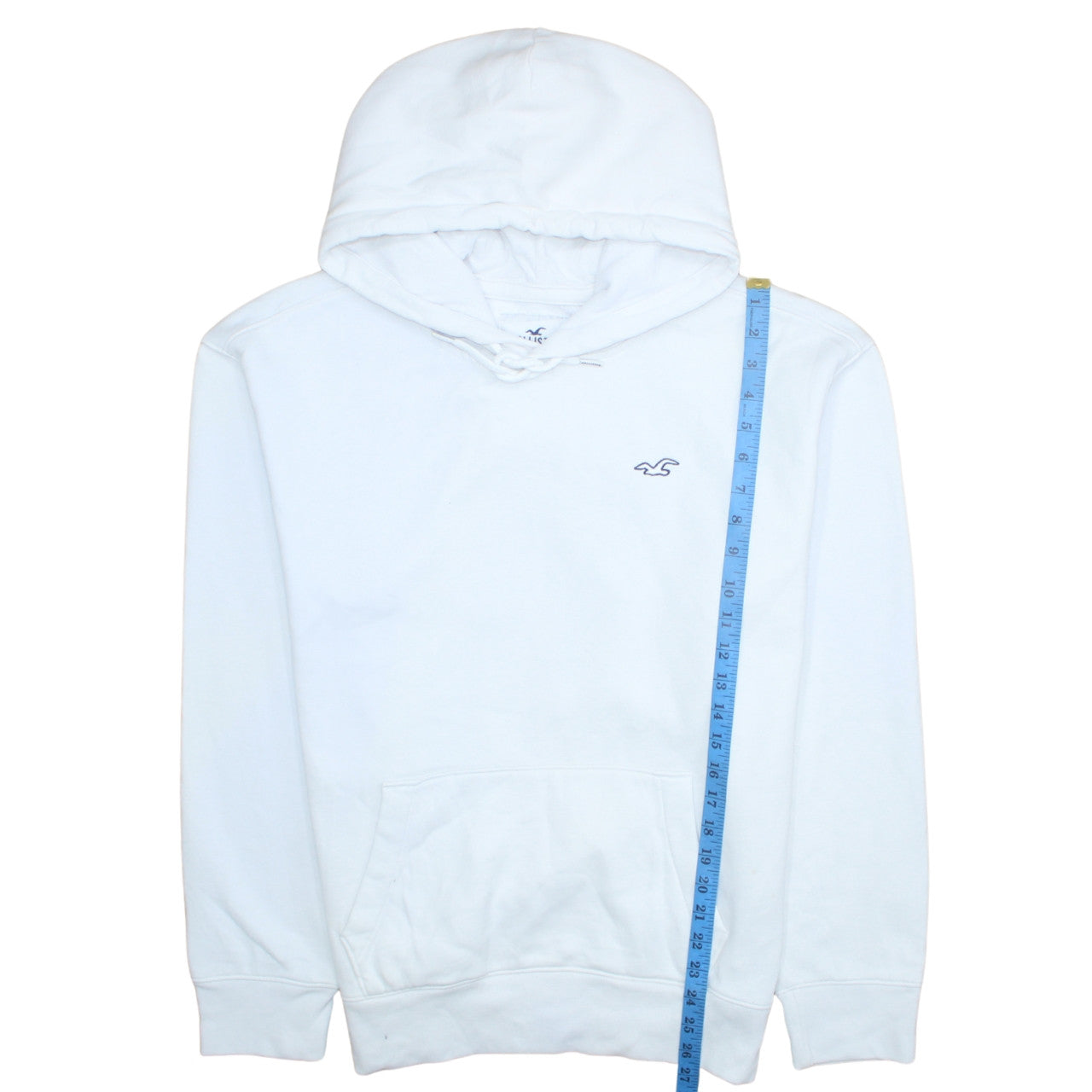 Hollister Men’s White Pullover Hoodie L Logo Fleece Sweatshirt