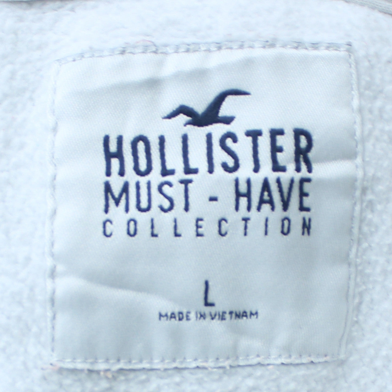Hollister Men’s White Pullover Hoodie L Logo Fleece Sweatshirt