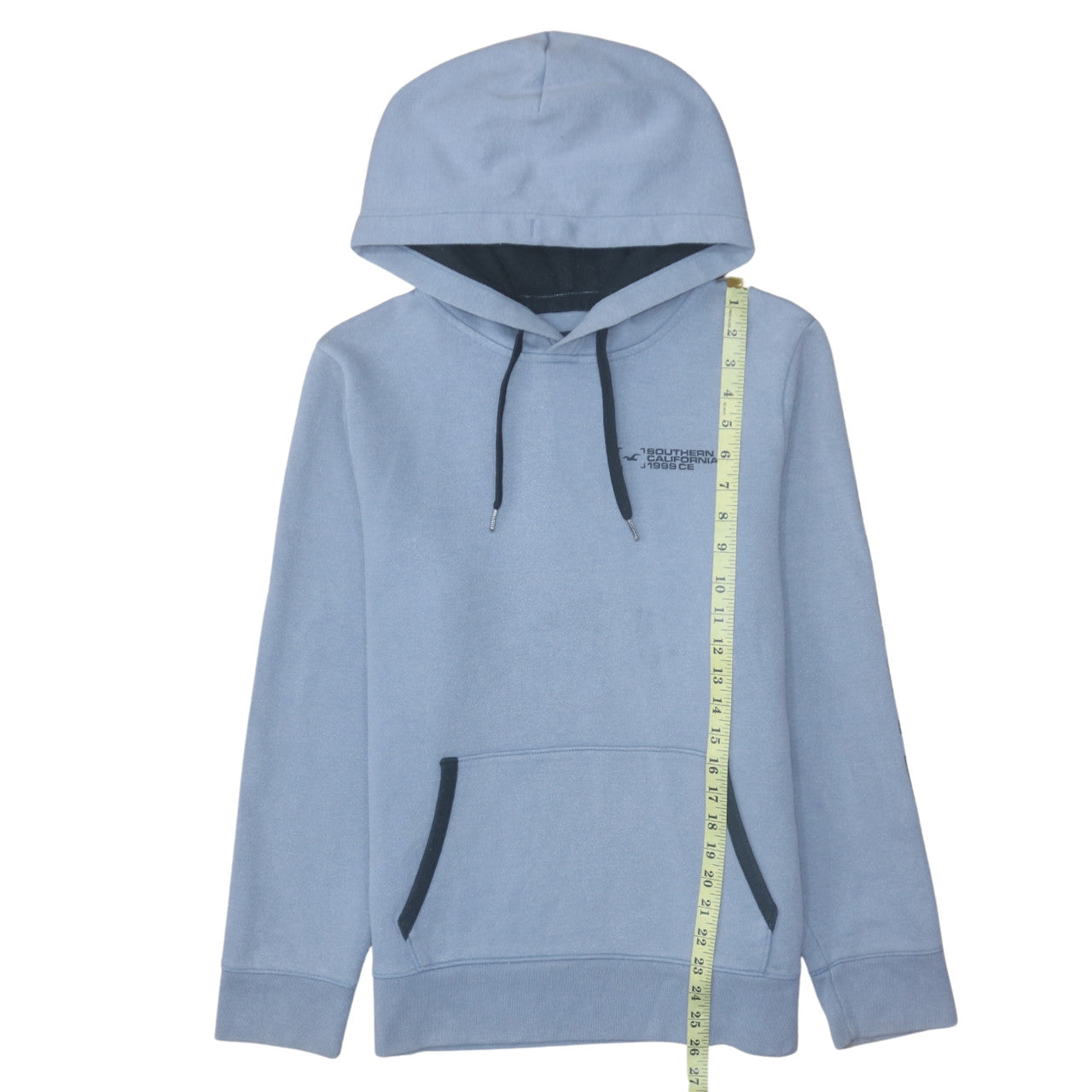 Hollister Men Blue Pullover Hoodie M Logo Cotton Blend Casual