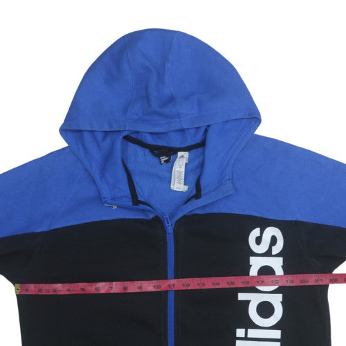 Adidas Men's Blue Black Full Zip Hoodie M Logo Sportswear