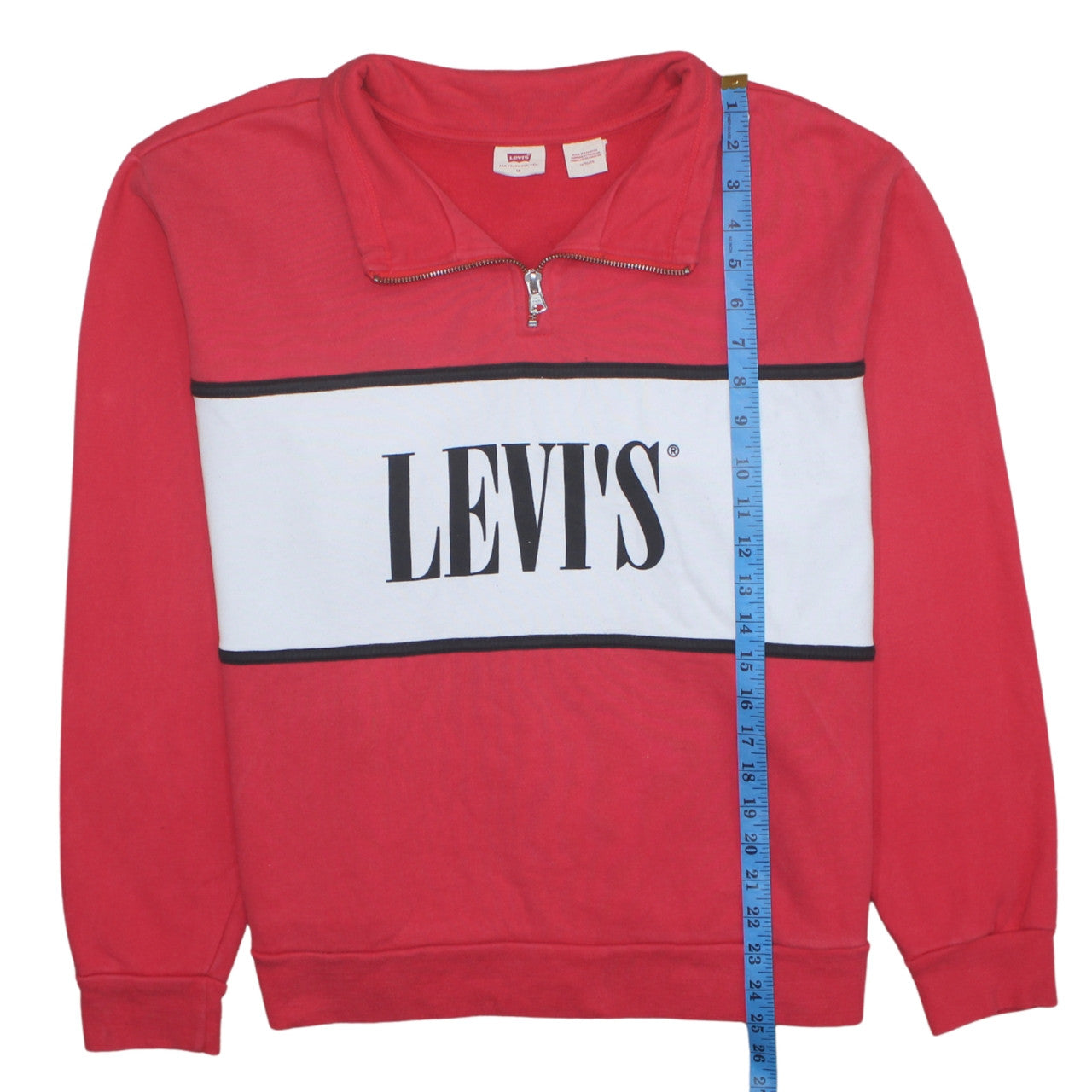 Levi's Men's Red 1/2 Zip Logo Sweatshirt XL Regular Fit