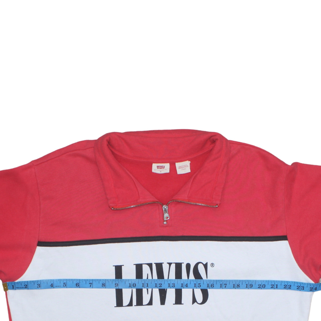 Levi's Men's Red 1/2 Zip Logo Sweatshirt XL Regular Fit