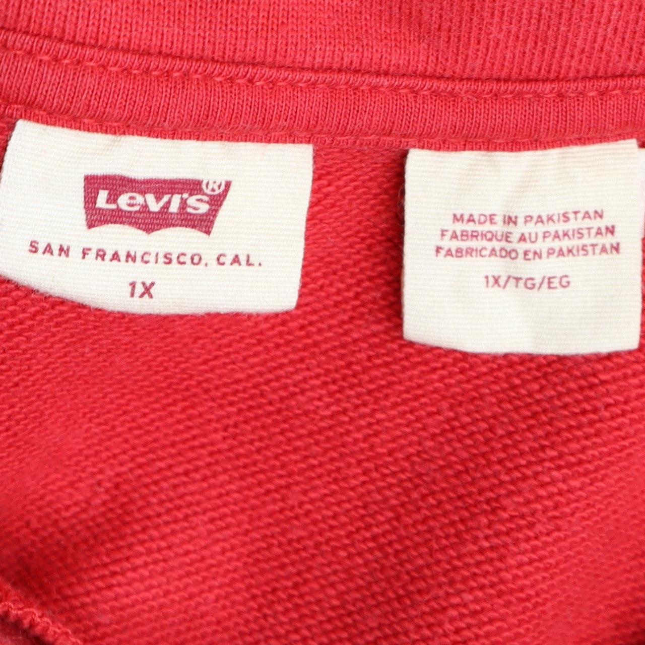 Levi's Men's Red 1/2 Zip Logo Sweatshirt XL Regular Fit