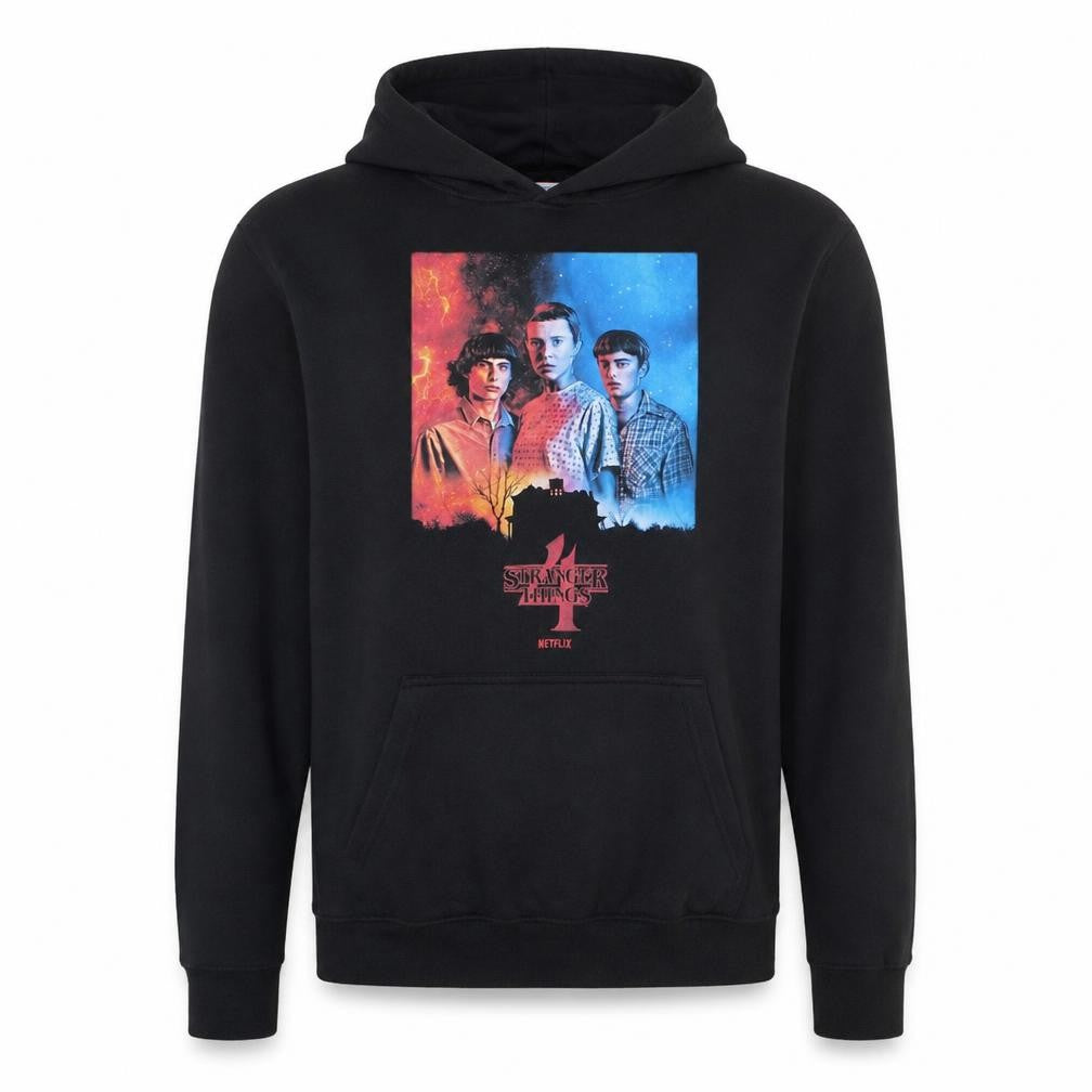 Stranger Things Black Hoodie Women UK 24-26 Cotton Blend Pullover