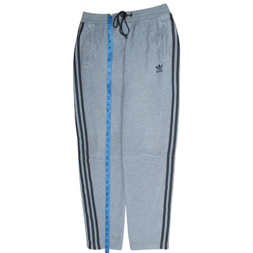 Adidas Mens Grey Track Pants L Regular Fit 3 Stripe Activewear Trousers