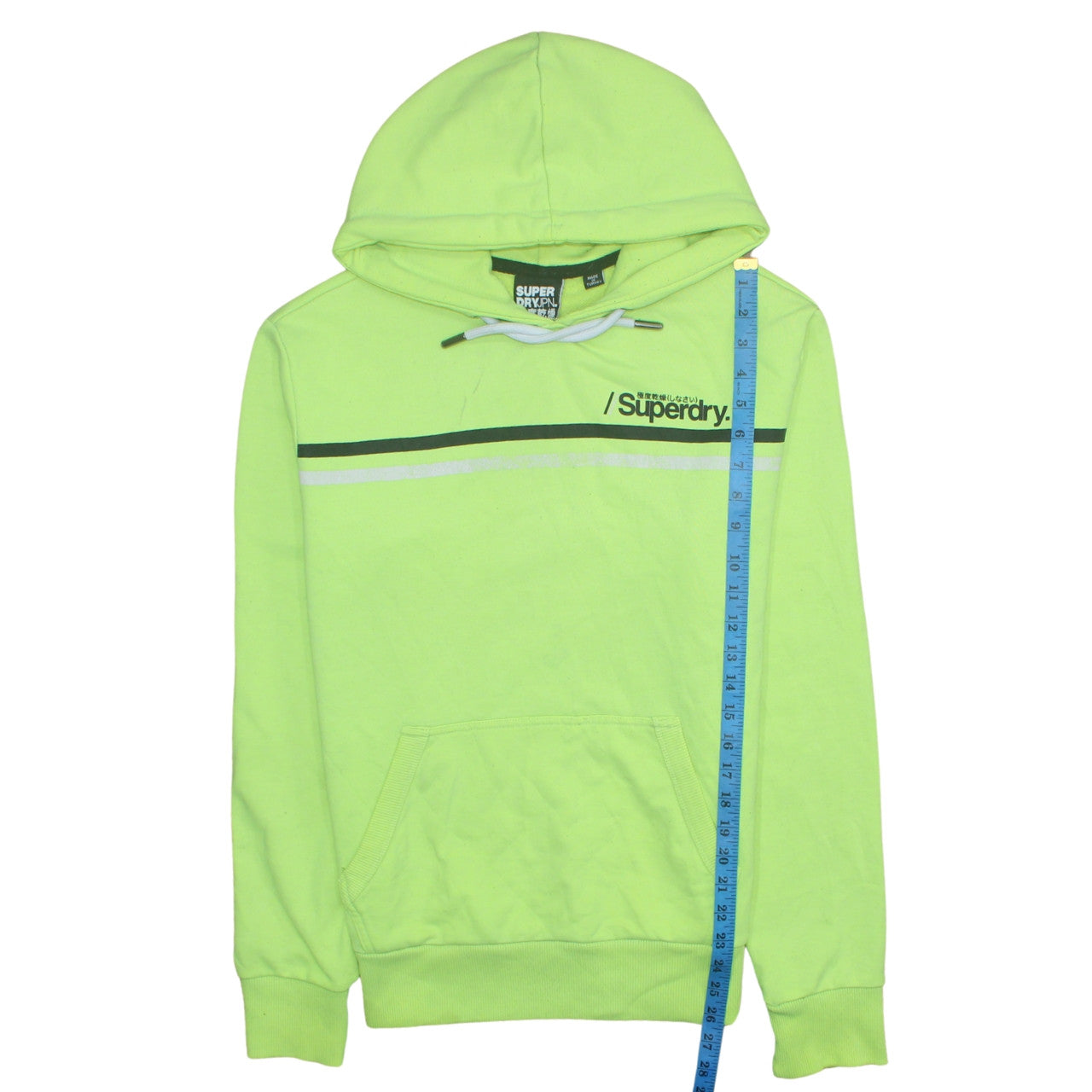 Superdry Mens Green Pullover Hoodie Size S Logo Graphic Sweatshirt