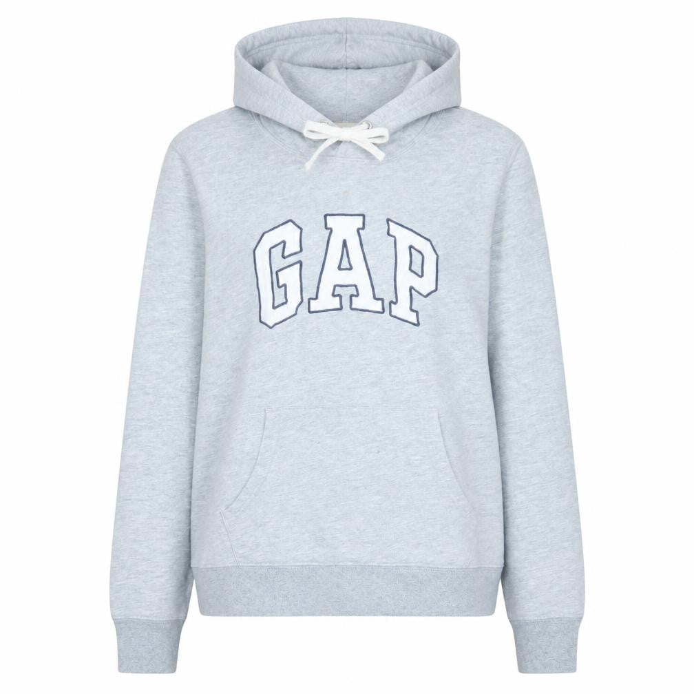 Gap Womens Light Grey Pullover Hoodie Small Cotton Blend Logo Casual