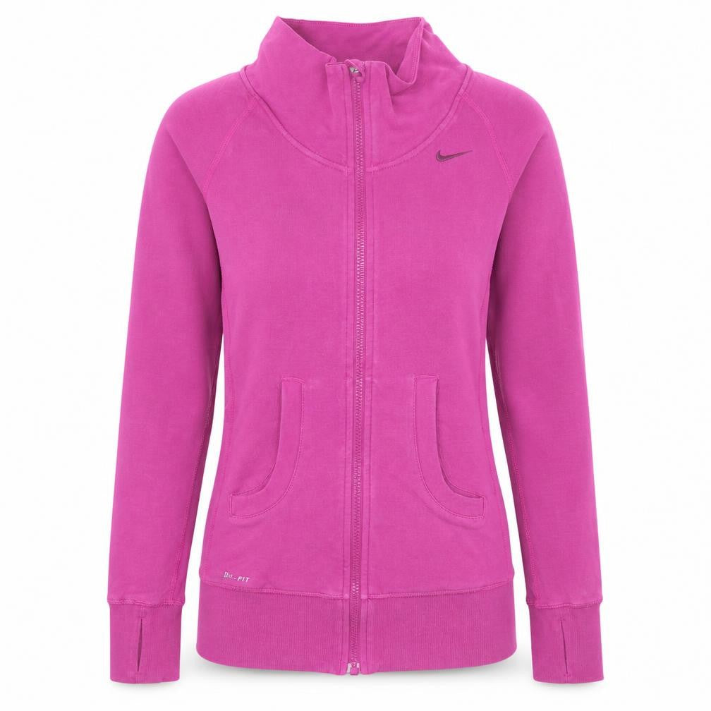 Nike Women XS Pink Full Zip Sweatshirt Dri-FIT Cotton Blend