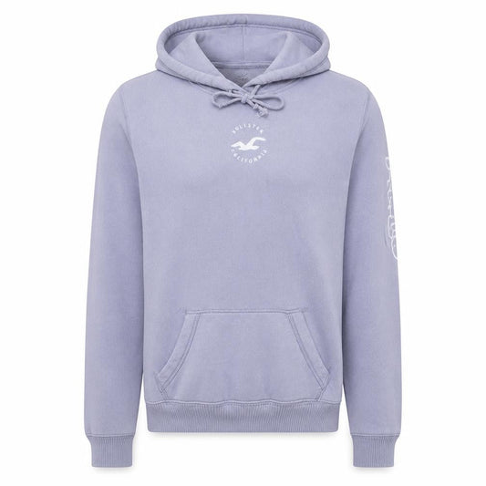 Hollister Unisex Purple Pullover Hoodie Fleece L Logo Classic Style