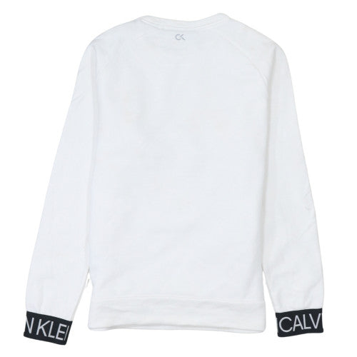 Calvin Klein Men’s White Logo Crew Neck Pullover Sweatshirt S