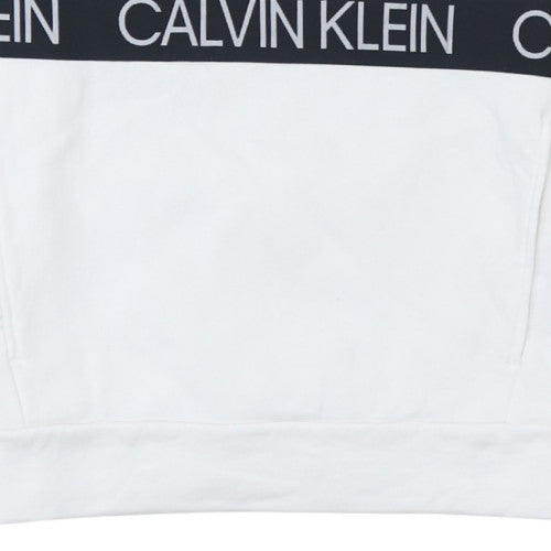 Calvin Klein Men’s White Logo Crew Neck Pullover Sweatshirt S