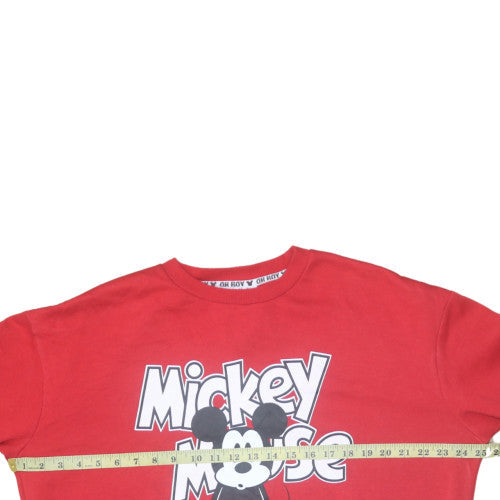 Disney Womens Red Mickey Mouse Pullover Sweatshirt Size 12/14