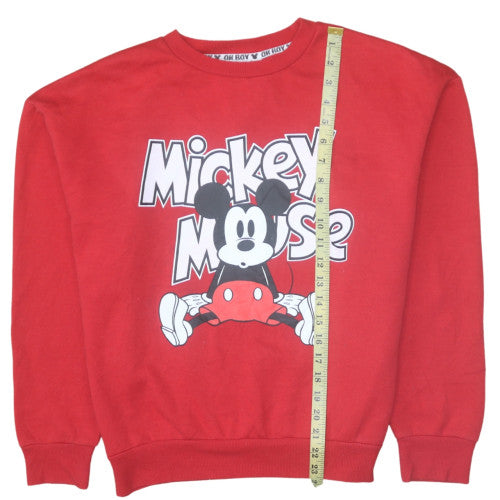 Disney Womens Red Mickey Mouse Pullover Sweatshirt Size 12/14