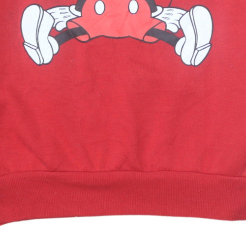 Disney Womens Red Mickey Mouse Pullover Sweatshirt Size 12/14