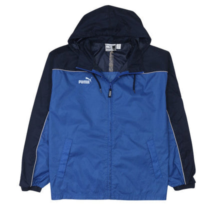 Additional front view of Puma Men's Blue Hooded Windbreaker Jacket, size M