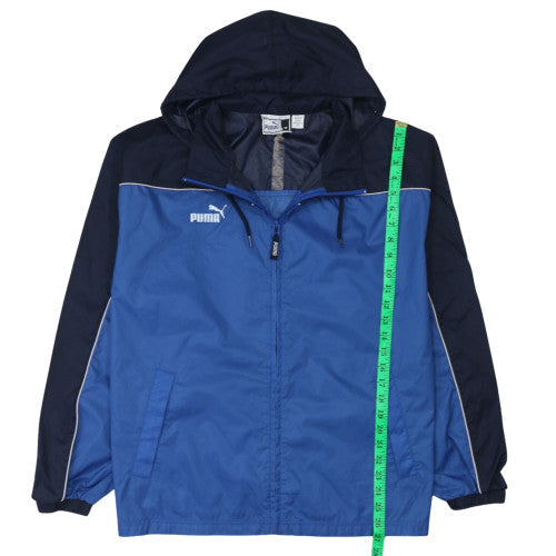 Puma Men's Blue Hooded Windbreaker Jacket Size M