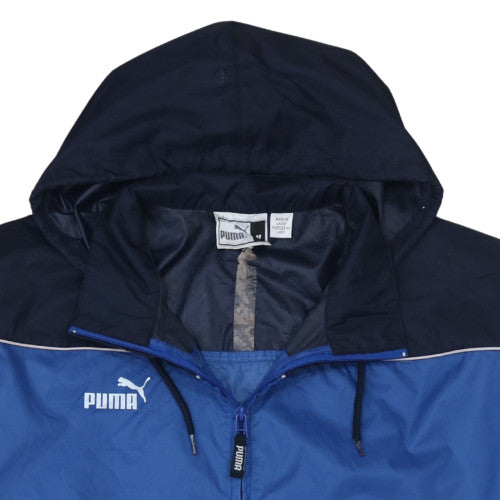 Puma Men's Blue Hooded Windbreaker Jacket Size M