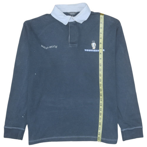 Wolsey Mens Blue Collared Henley Sweatshirt Size M Embroidered Logo