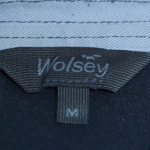 Wolsey Mens Blue Collared Henley Sweatshirt Size M Embroidered Logo